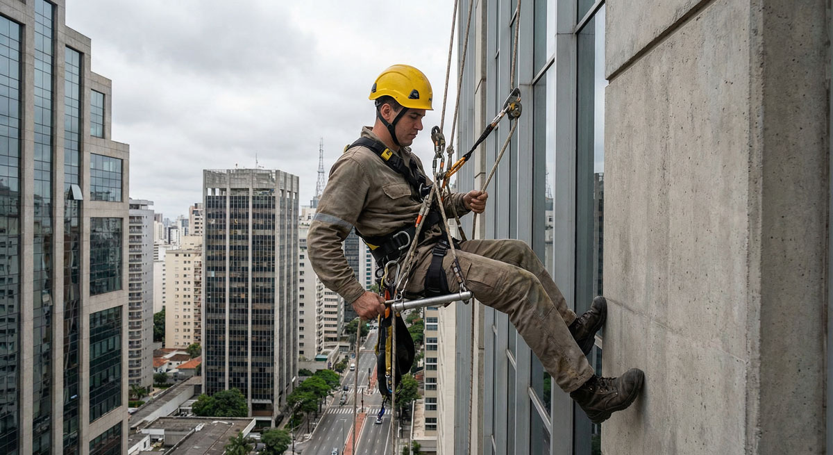 Serviço em altura com NR35 e acesso por cordas
